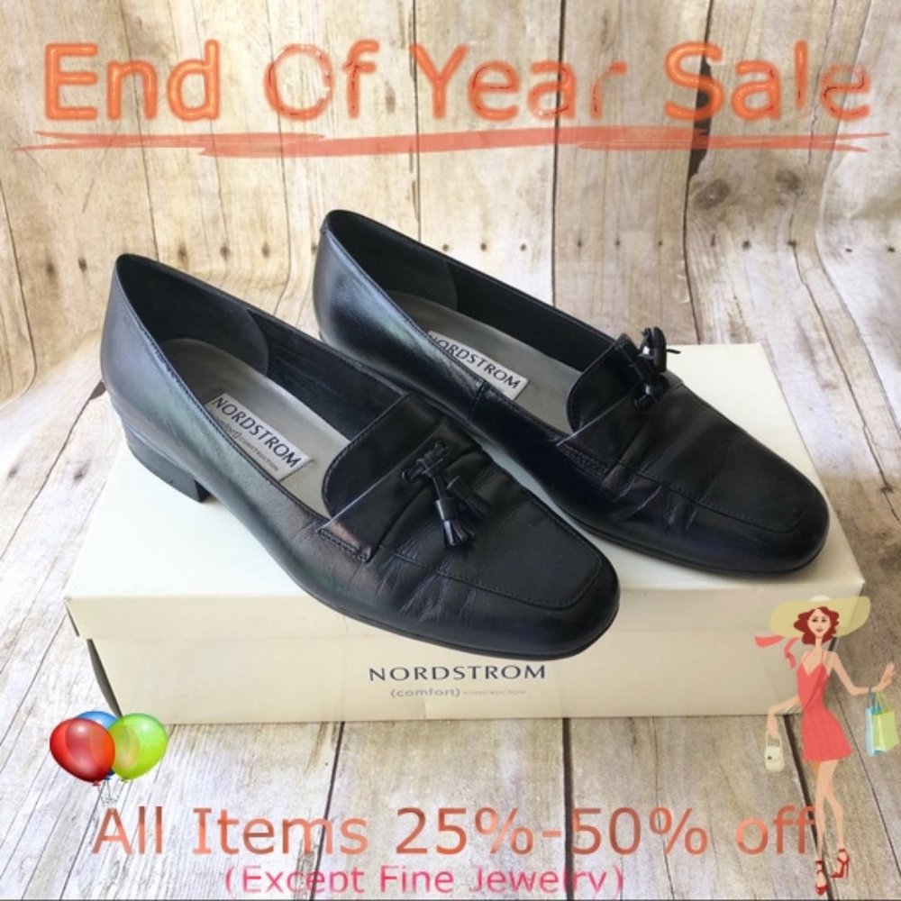Nordstrom Comfort Black kid leather Loafers,  8W